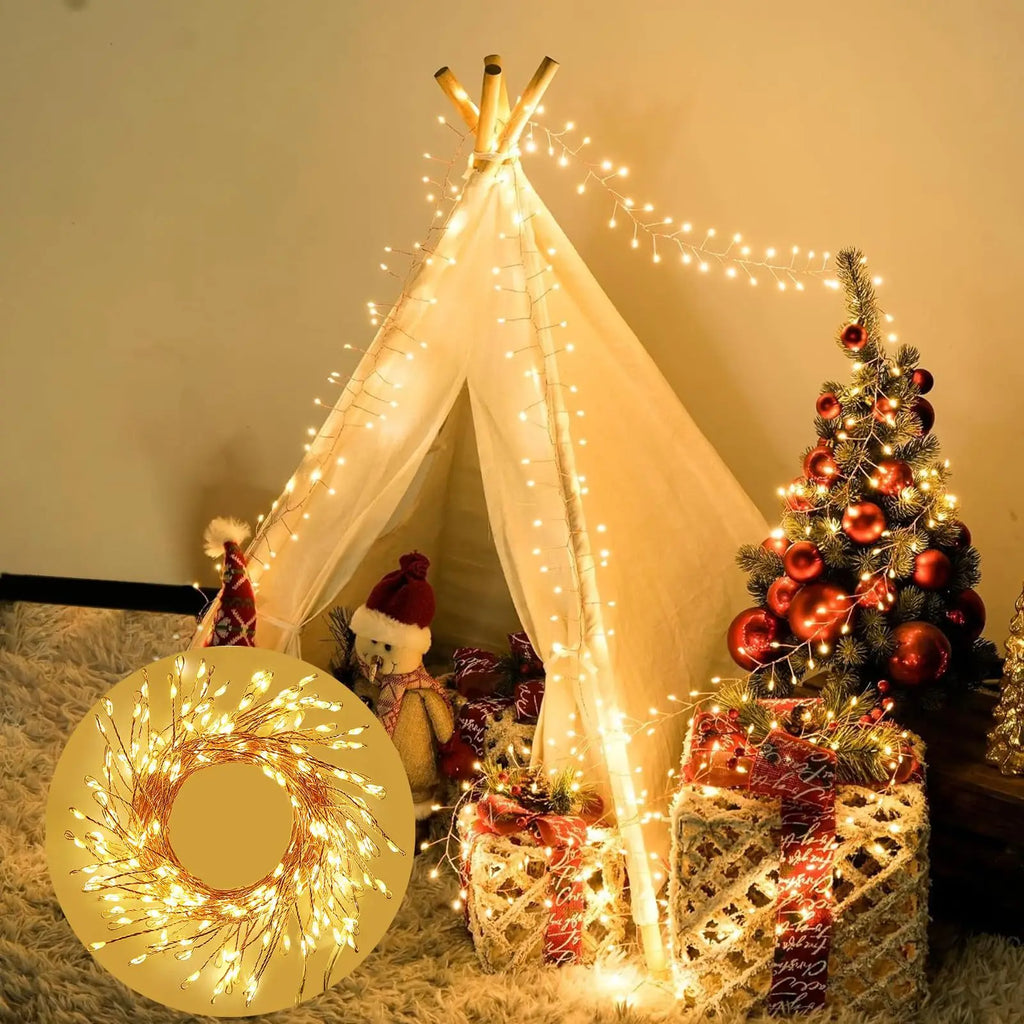 Luzes de Natal LED em Cordão, Luzes para Árvore de Natal, Guirlanda de Luzes de Natal, Alimentadas por USB, Decoração para Casa, Varanda, Festa, Casamento