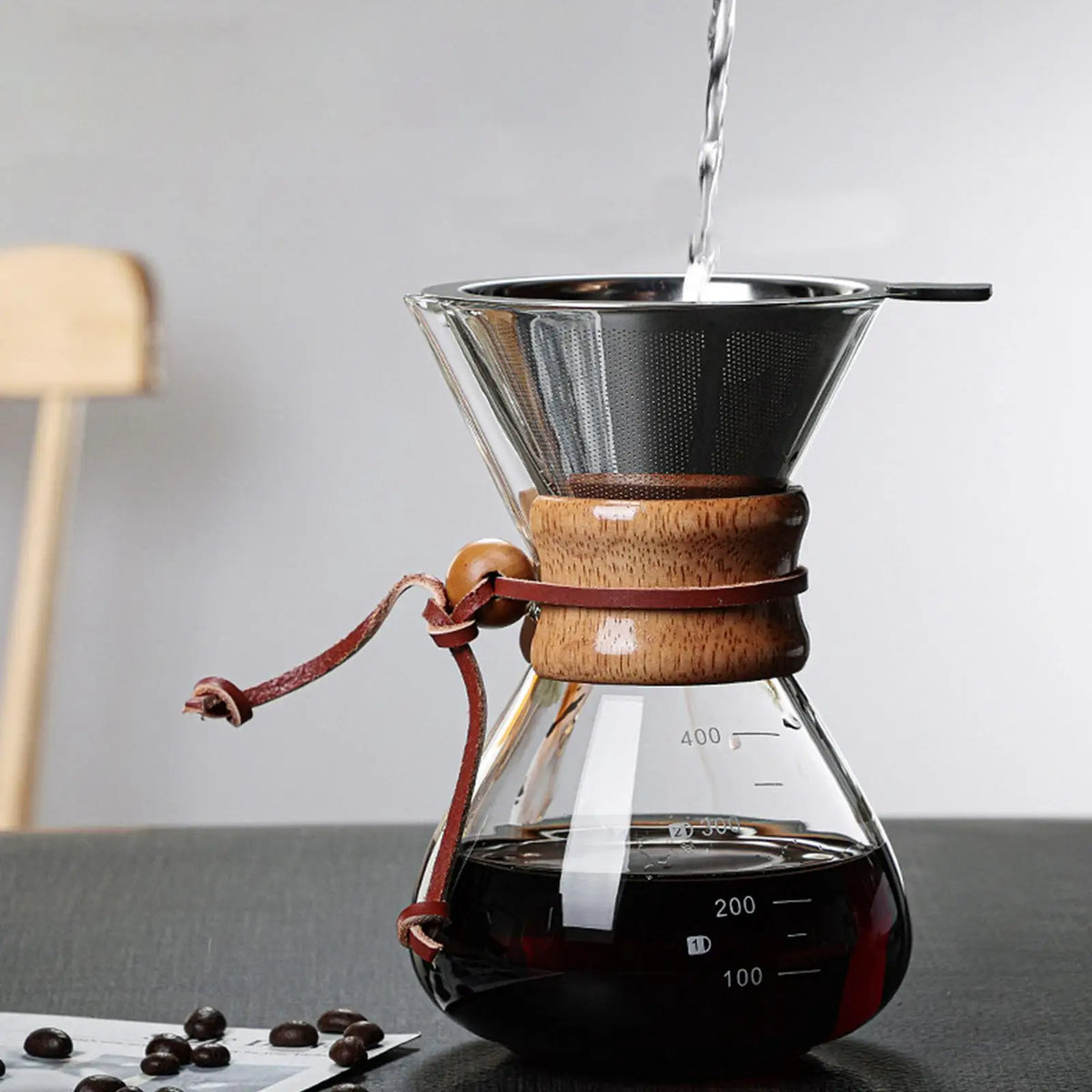 Cafeteira Pour Over com Filtro Reutilizável de Aço Inoxidável, Dripper Manual para Café
