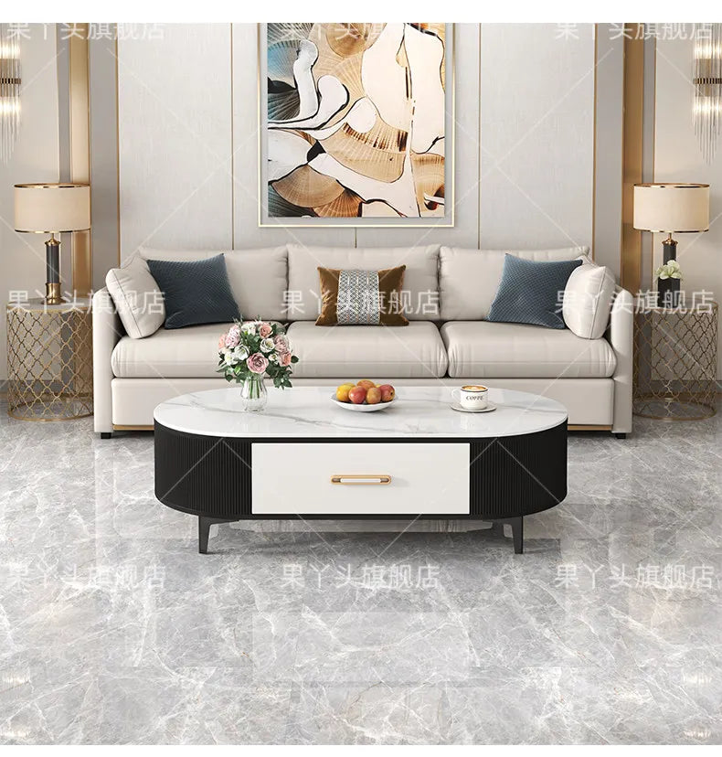 Mesa de Jantar, Mesa de Centro para Escrita e Café, Gavetas Móveis, Mesa Lateral de Luxo com Armazenamento para Sala de Estar, Mesa Auxiliar Moderna, Móveis Modernos