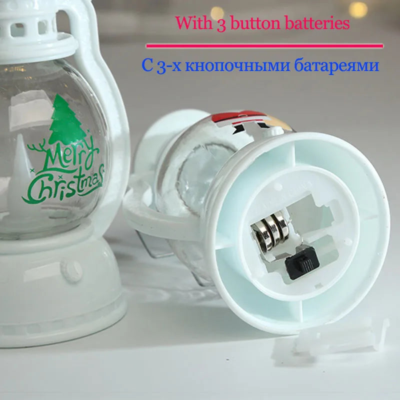 Portátil led natal papai noel boneco de neve lanternas decoração interior luzes alimentado por bateria para casa natal ano novo navidad ornamentos