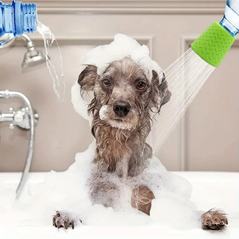 Chuveiro Portátil para Animais de Estimação - Pulverizador de Silicone Ajustável para Cães e Gatos, Fluxo de Água Suave para Animais de Estimação em Ambientes Internos e Externos