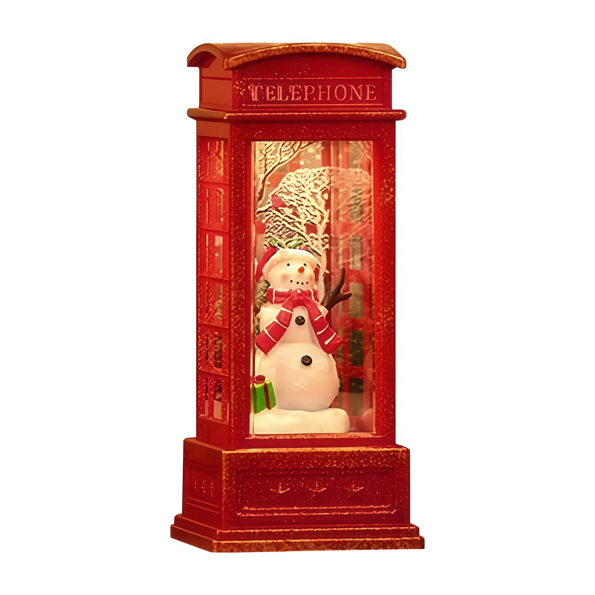 Decoração de Cabine Telefônica de Natal com Luz Noturna, Luz Noturna Retro Vermelha de Cabine Telefônica, Papai Noel/Boneco de Neve/Árvore, Decoração para Casa