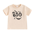 FOCUSNORM-camiseta de Halloween com estampa de esqueleto fantasma para crianças, tops de manga curta para crianças, gola redonda, roupas para meninos e meninas, 2 a 7 anos