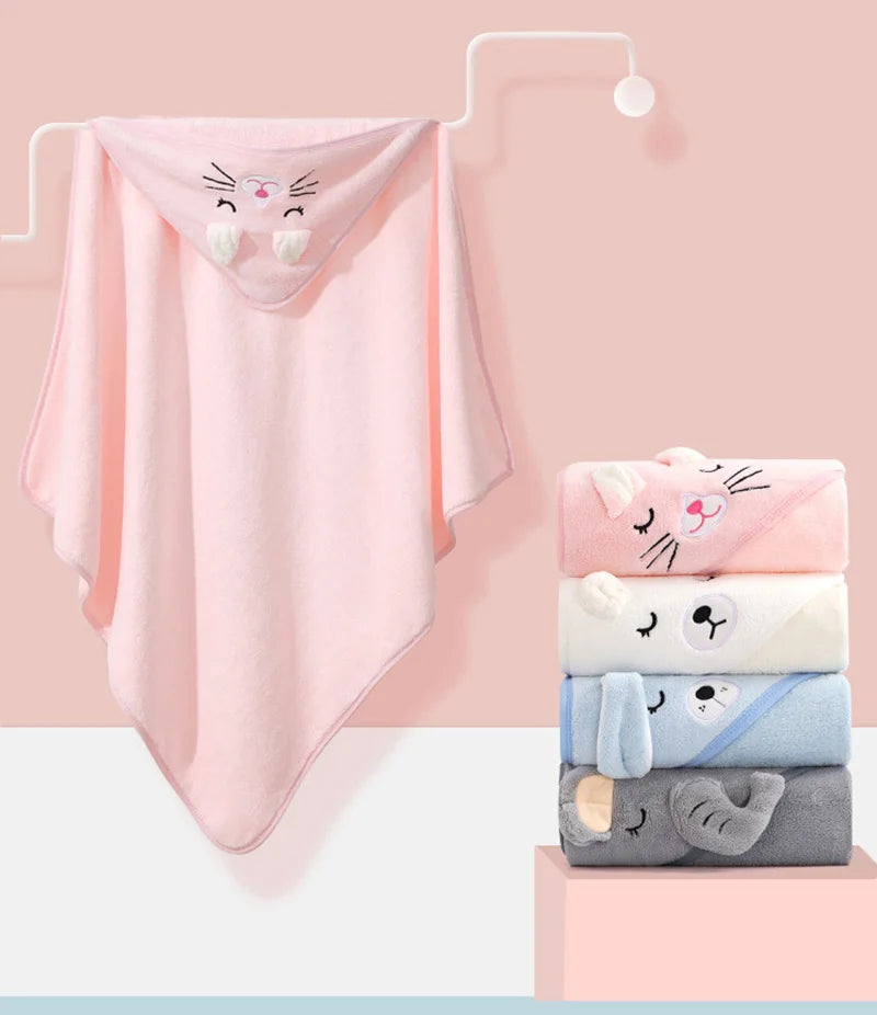Toalhas de Banho para Bebês com Capuz de Animais em Desenho Animado, Macias, para Recém-Nascidos, Manta, Robe de Banho para Crianças, Envoltório Quente para Dormir para Meninos e Meninas