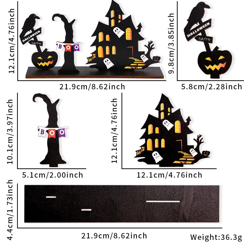 Decoração de mesa de Halloween, logotipo central de abóbora de madeira para casa assombrada, decoração assustadora de Halloween para mesas de reuniões familiares - Kasa & Pet