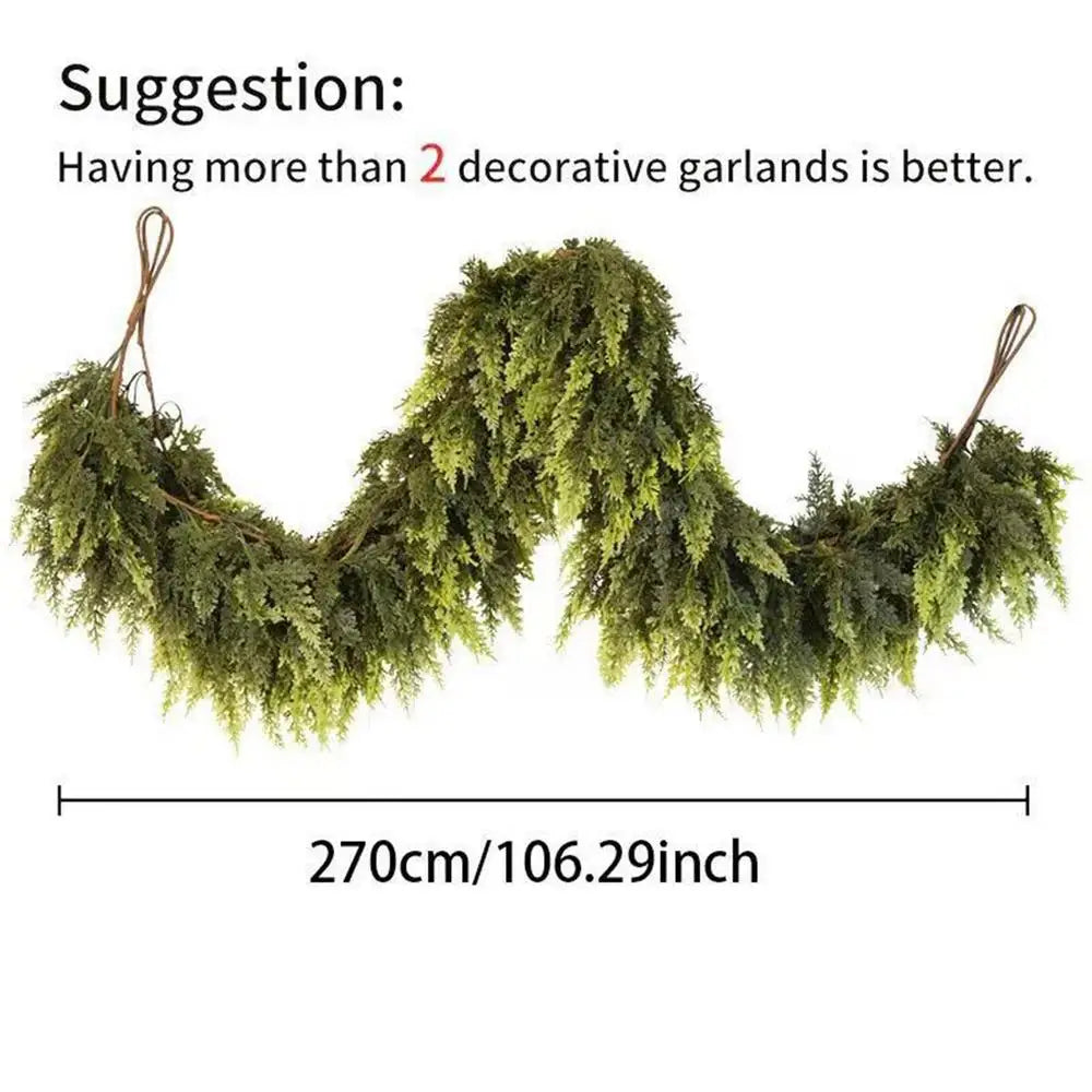 Decorações de árvore de natal feriado falso guirlanda cedro rattan grinalda artificial pinho guirlanda casamento casa lareira porta decoração