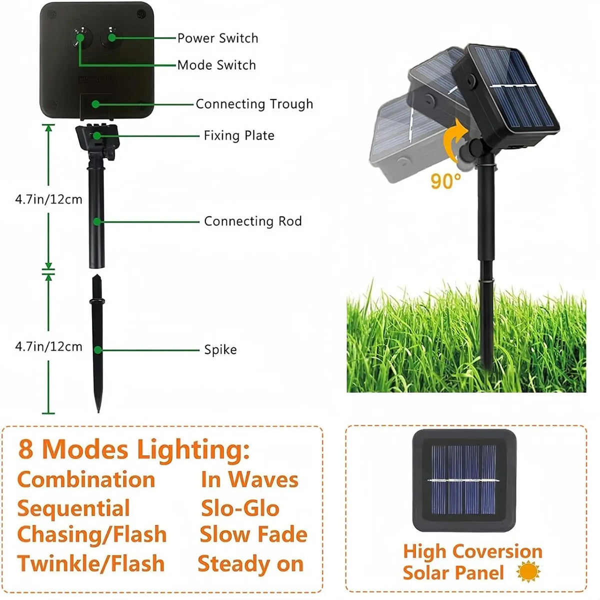 Luzes de corda solares LED 300LED 8 modos movidos a energia solar luzes de Natal ao ar livre à prova d'água estrelado luzes de fadas de Natal