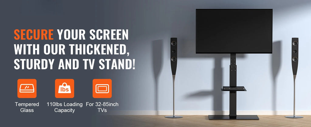SucceBuy Suporte de TV giratório alto para TV de 32 a 85 polegadas Suporte de TV portátil com altura ajustável Max VESA 600 x 800 mm