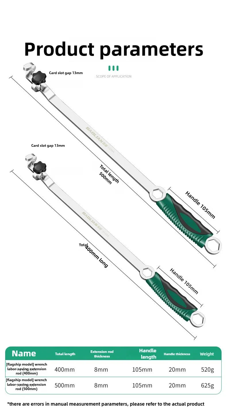 Extensor de Chave de Boca 40/50cm, Barra de Extensão para Chave de Boca, Ferramenta de Extensão de Catraca, Amplificador de Torque que Economiza Esforço para Locais de Difícil Acesso