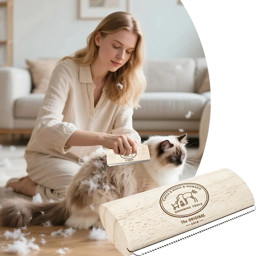 Escova para Remoção de Pelos de Animais de Estimação, Escova de Desembaraço e Tosa com Dentes de Metal e Cabo de Madeira, Produtos de Beleza para Gatos, Escova para Remoção de Pelos de Cavalos, Escova para Cães