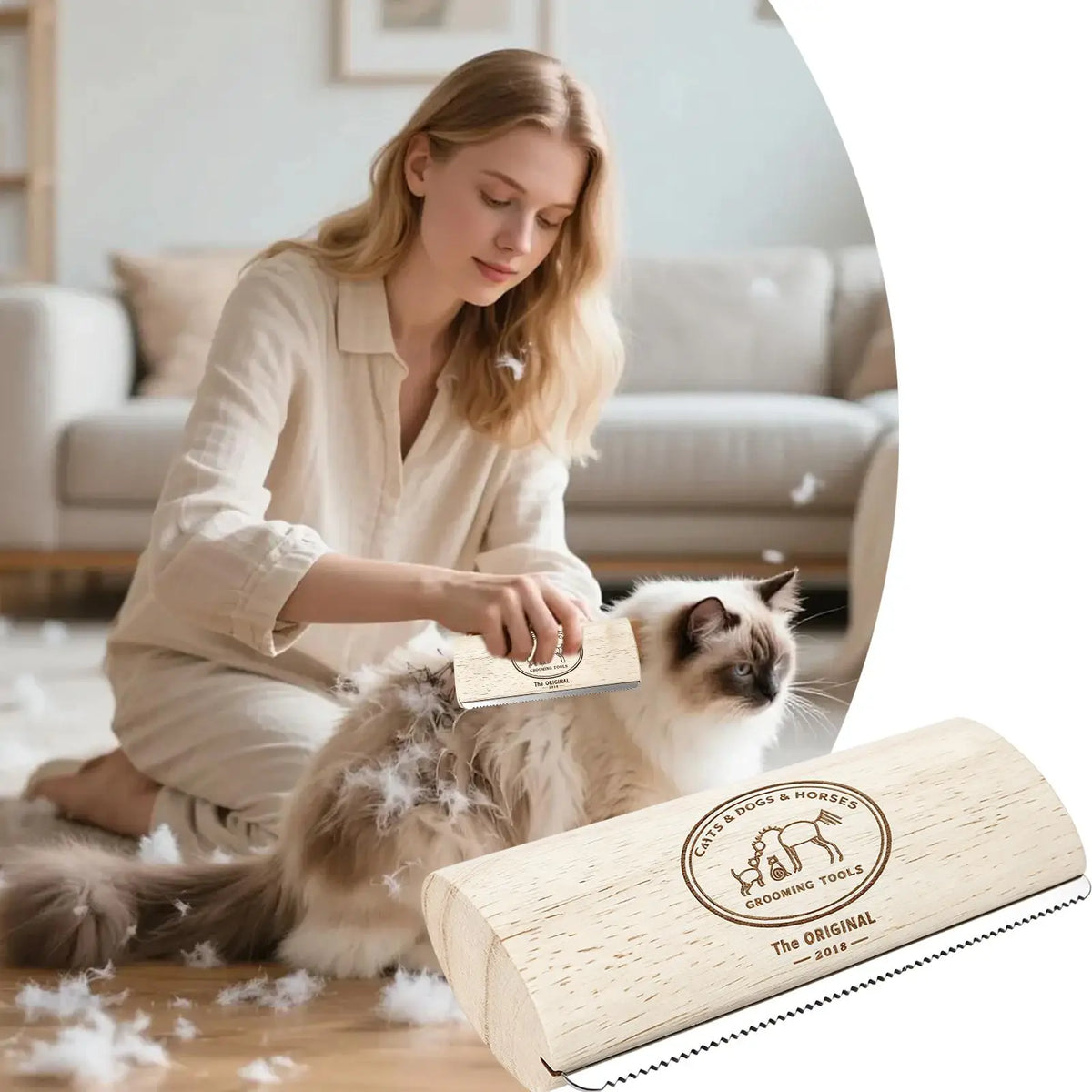 Escova para Remoção de Pelos de Animais de Estimação, Escova de Desembaraço e Tosa com Dentes de Metal e Cabo de Madeira, Produtos de Beleza para Gatos, Escova para Remoção de Pelos de Cavalos, Escova para Cães