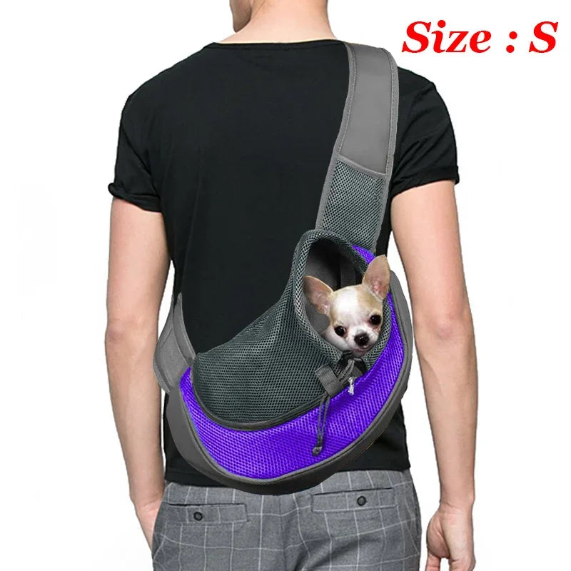 1pc cão para fora mochila, cão sling transportadora malha respirável viagem crossbody saco para filhote de cachorro gato caminhadas acampamento