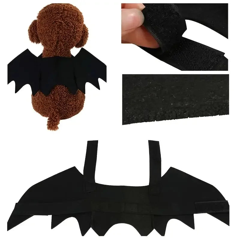 Halloween animal de estimação asas de morcego traje de feltro para cães pequenos gatos bonito engraçado roupa para animais de estimação vestuário para festa de halloween cosplay acessórios