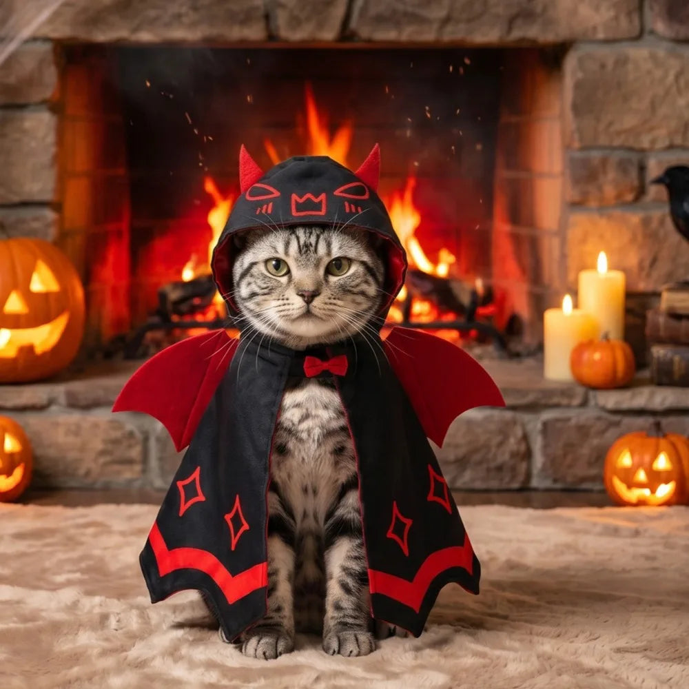 Capa de Asas de Morcego para Animais de Estimação no Halloween, Fantasia de Cosplay Fofa para Vestir Gatos e Cães Pequenos, Roupas para Festas e Eventos.