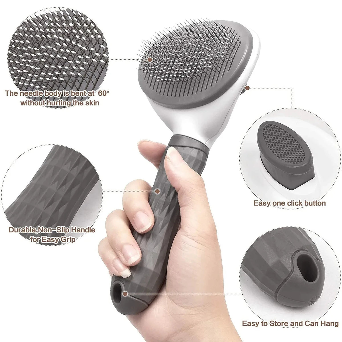 Escova auto-limpante para animais, removedor de cabelo, pente desnatador, ferramentas de higiene, cães e gatos, acessórios para animais
