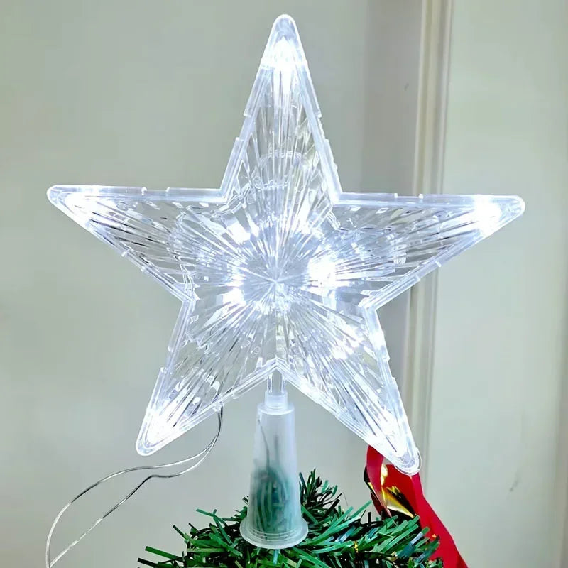 Estrela de Natal com Luz LED e Guirlanda Operada a Bateria para Decoração de Ambientes, Festas de Casamento e Lâmpada para Árvore de Natal Externa