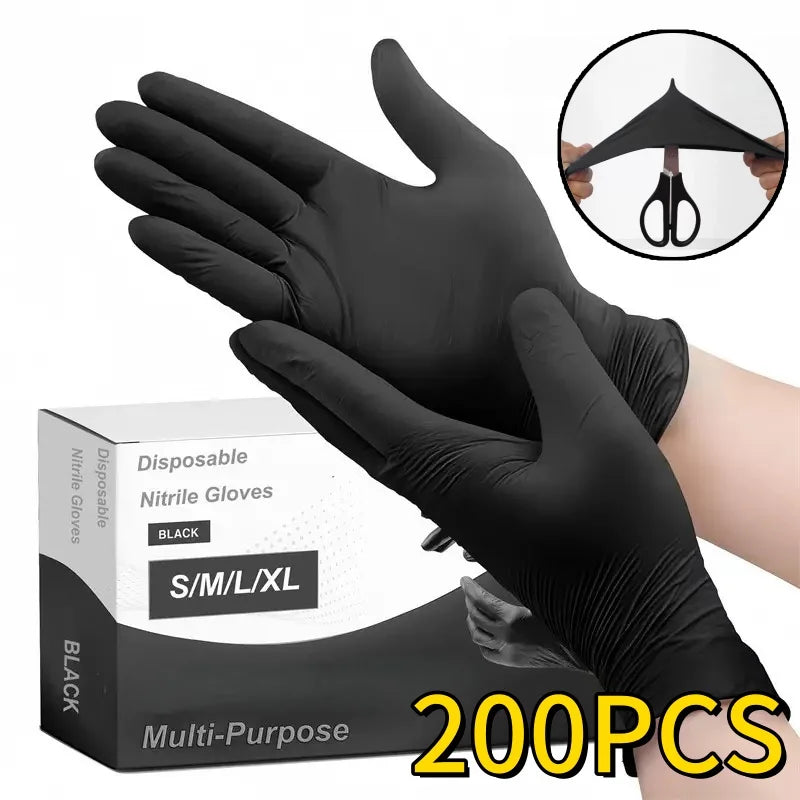 10-200pc luvas de nitrilo luvas de borracha preta látex luvas descartáveis trabalho doméstico indústria de carro jardinagem cuidados com animais de estimação ferramentas de cozinha