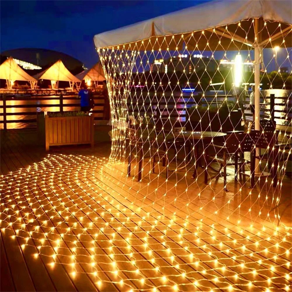 Rede de luzes de natal 6m x 4m led luzes de malha decoração do jardim ao ar livre festão rua guirlanda fada festa de natal decoração de casamento