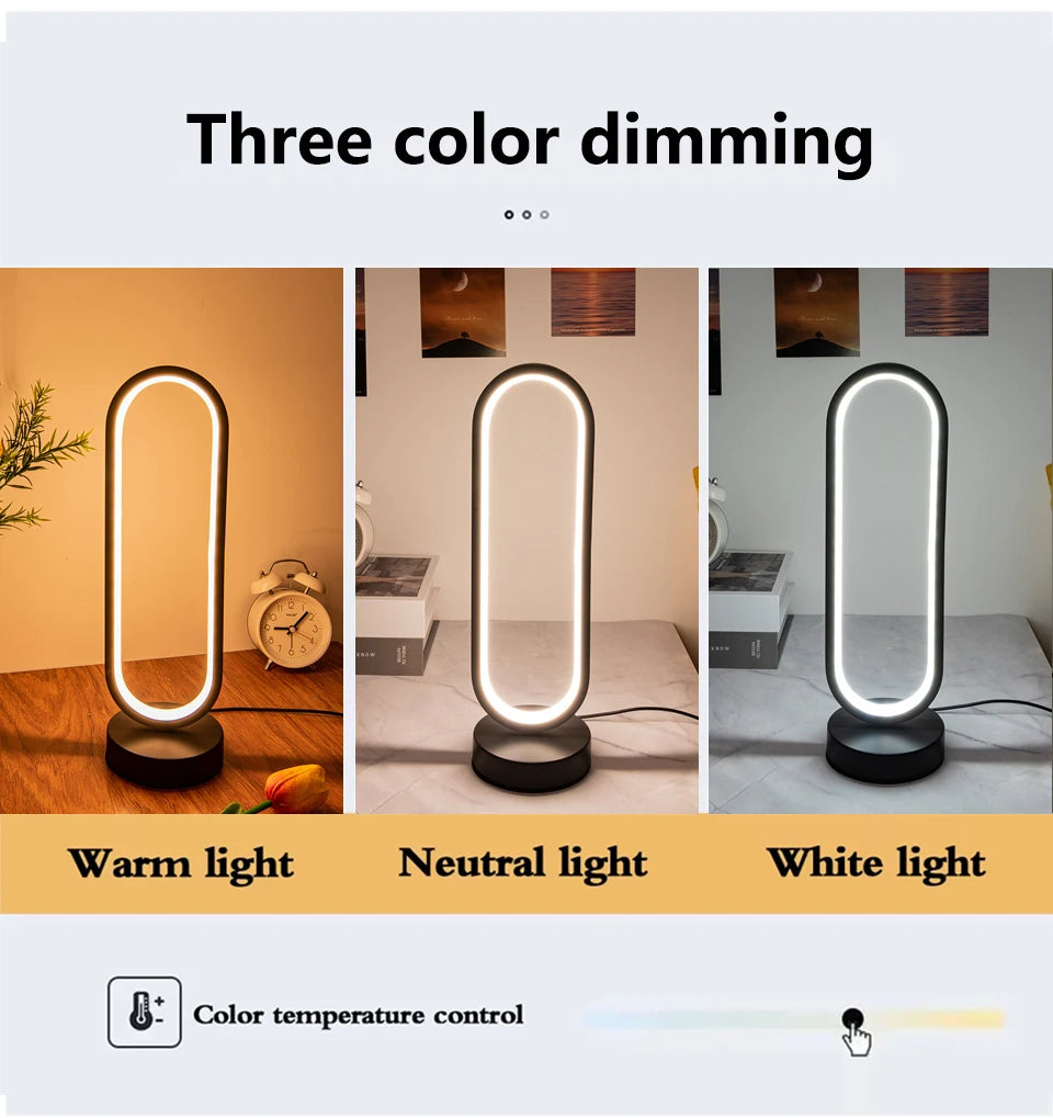 Quarto anel noite lâmpada sala de estar três cores regulável cama lâmpada led noite luz ambiente mesa cabeceira acessórios