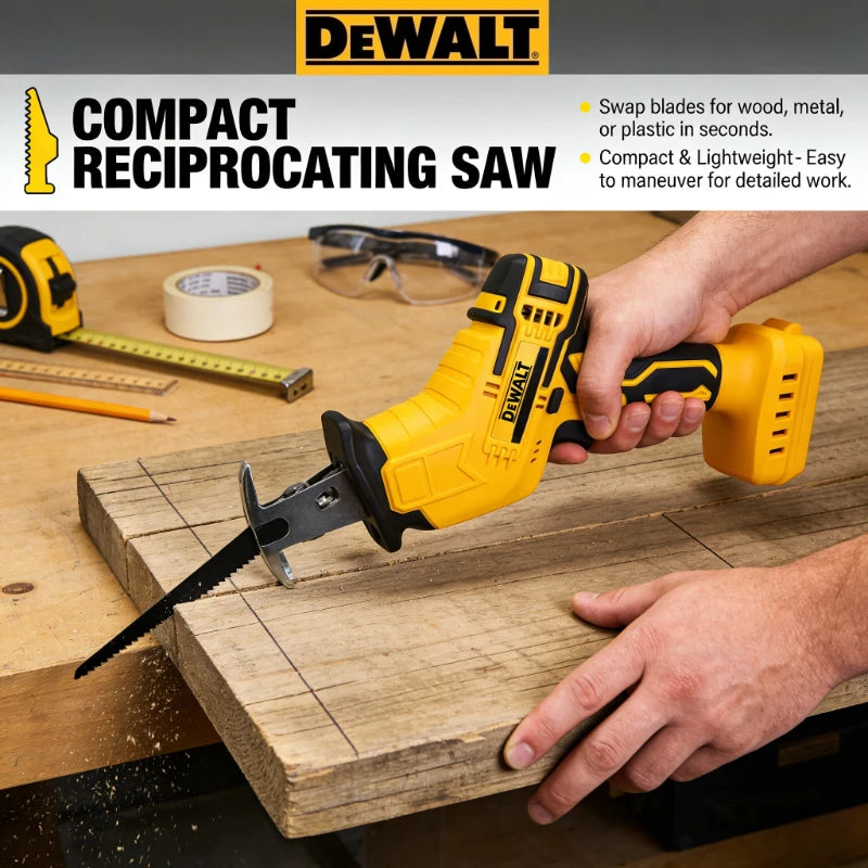 Serra Sabre Elétrica Dewalt 20V Sem Escovas: Serra Multifuncional com Motor Potente para Corte de Metal, Madeira e Tubos