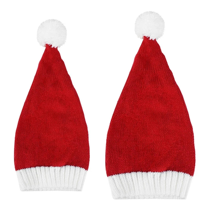 Gorro de Natal Tricotado 2026 com Pompom Fofo para Adultos, Touca Macia de Papai Noel, Presente de Ano Novo para Família, Decoração de Natal