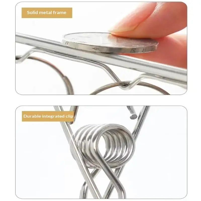 Varal de roupa em aço inoxidável com vários prendedores, resistente à ferrugem, economiza espaço, ideal para meias, roupa interior, varanda e lavanderia [YY32].