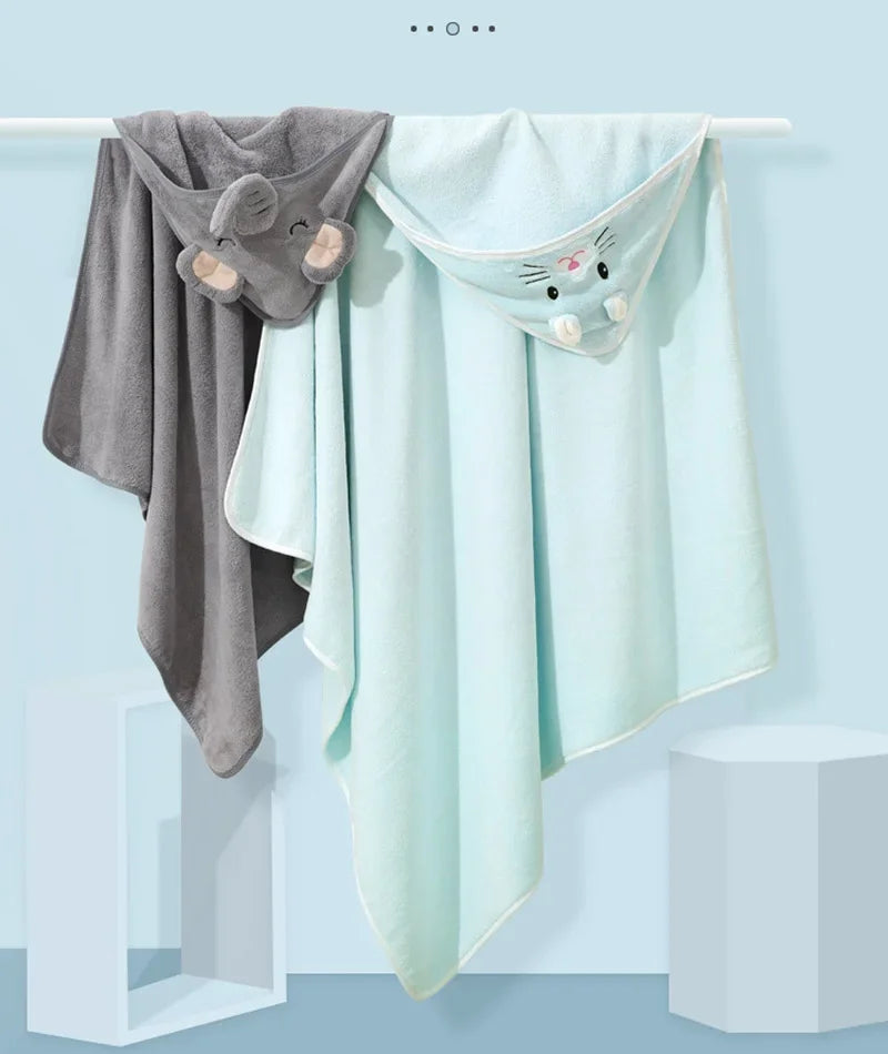 Toalhas de Banho para Bebês com Capuz de Animais em Desenho Animado, Macias, para Recém-Nascidos, Manta, Robe de Banho para Crianças, Envoltório Quente para Dormir para Meninos e Meninas