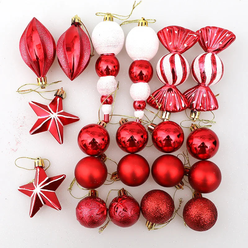 Bolas de Natal Vermelhas em Formato de Bengala Doce, Pingentes Grandes para Pendurar, Conjunto de Decorações de Natal para Casa 2026 Natal Ano Novo