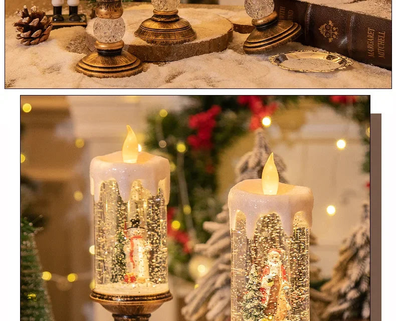 Crystal Snow Candles Lights para Decorações de Natal, Scene Layout, Holiday Gifts, Children's Birthday Gifts