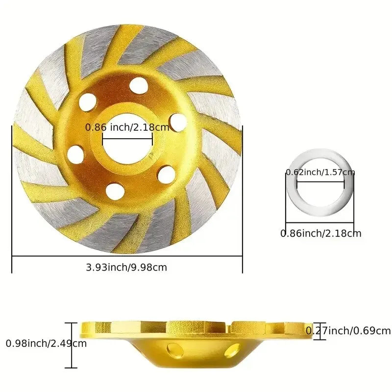 4 Polegada concreto turbo diamante roda de moagem 12 segs rodas de moedor de ângulo resistente para moedor de ângulo