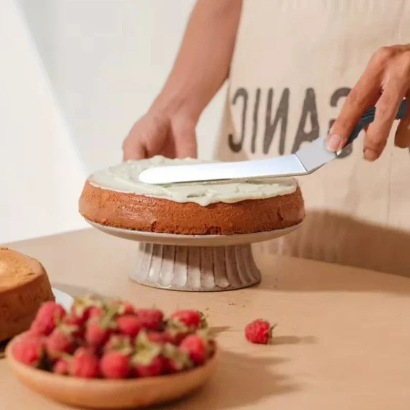 Espátula de Confeiteiro Angulada em Aço Inoxidável, Faca de Paleta Curva com Lâmina Deslocada, Espátula Profissional para Glacê e Creme para Bolos e Doces