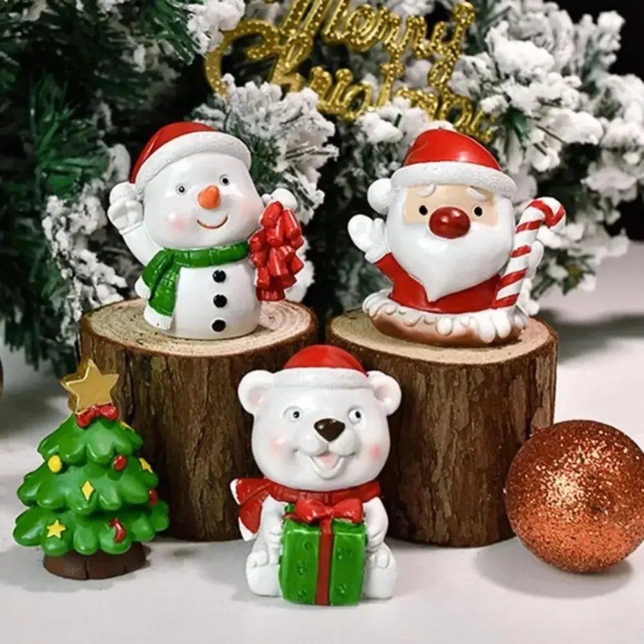 Série de natal artesanato resina animal festa criativa mini árvore de natal velha menina crianças bonito presente decoração para casa suprimentos decoração