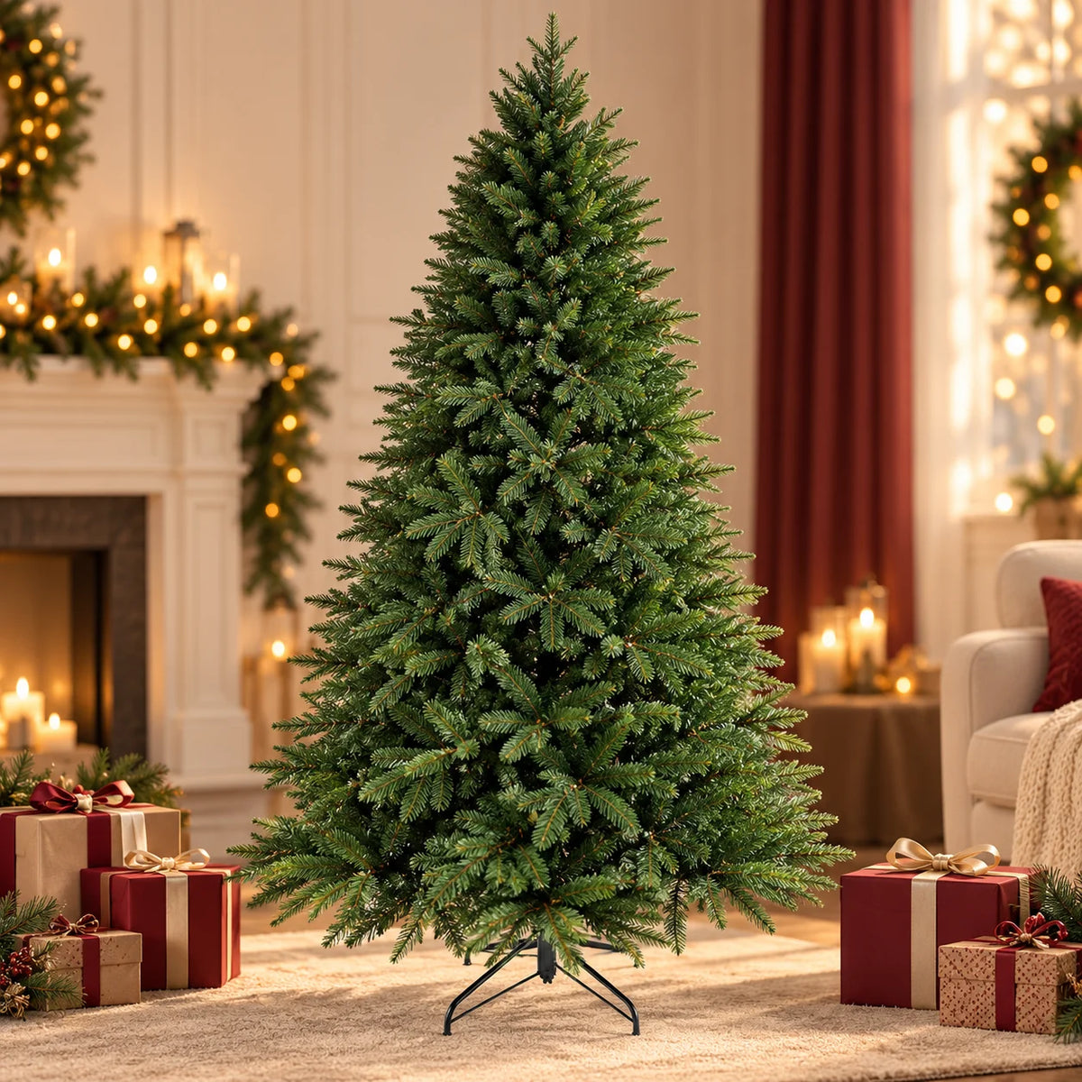 Árvore de natal artificial pe misturada criptografada com luzes led árvore de natal de alta qualidade 1.2m-1.8m decorações de natal de ano novo