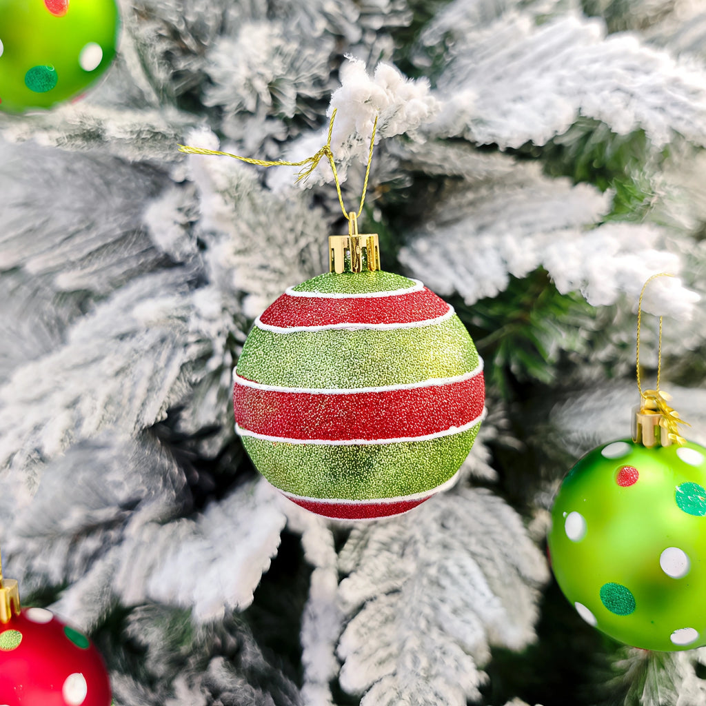 Conjunto de enfeites de bolas de Natal, verde e vermelho, para pendurar na árvore de Natal, ideal para festas de Ano Novo e como presente.