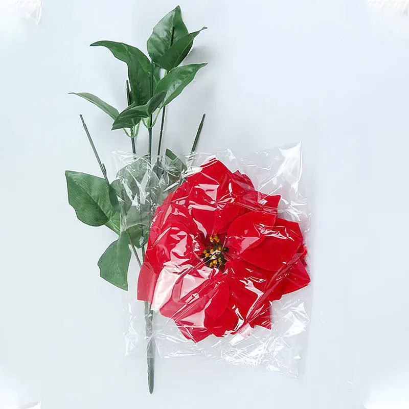 50cm plantas artificiais decoração de natal falso flor vermelha decoração da árvore de natal plantas falsas ramo slik flor planta para casa jardim