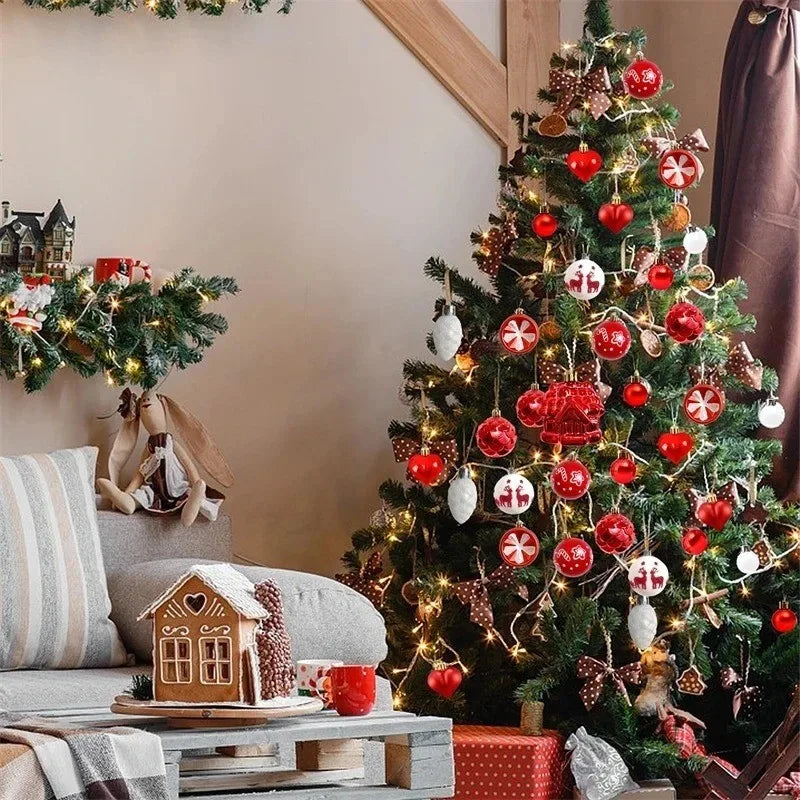Conjunto de 44 Bolas de Natal para Pendurar na Árvore, Decoração de Natal para Casa, Presente para Festa de Ano Novo 2026