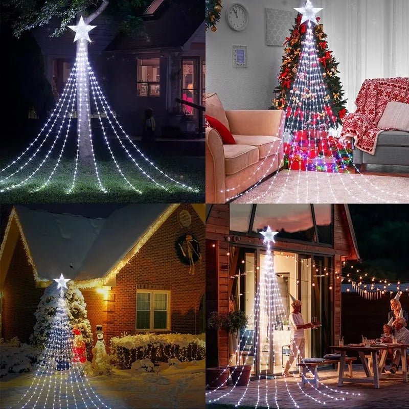 Led estrela cachoeira luzes decorações de natal luzes da corda ornamentos de árvore de natal para casa 2025 navidad natal ano novo 2026