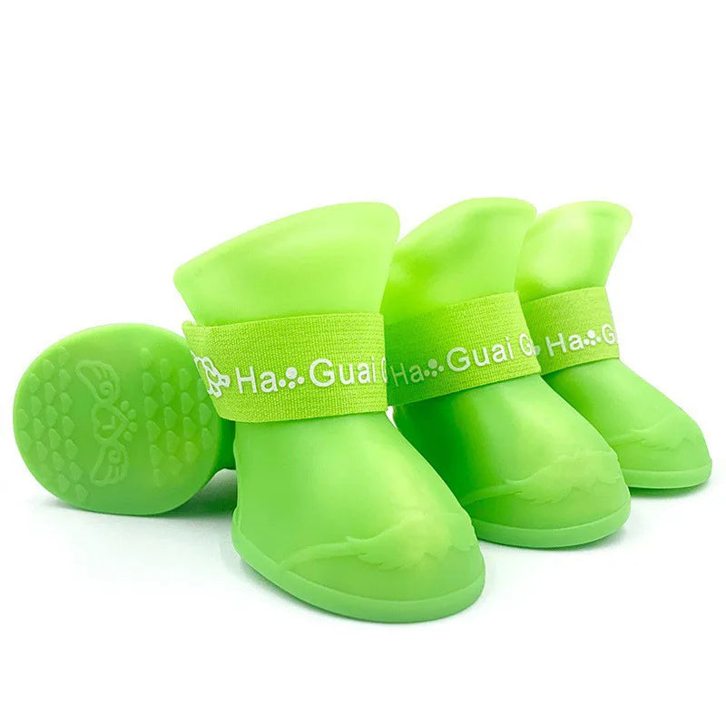 Sapatos de chuva de silicone para animais de estimação, antiderrapantes, à prova d'água, sapatos para cães com sola macia, calçados para cães pequenos, gatos e teddy.