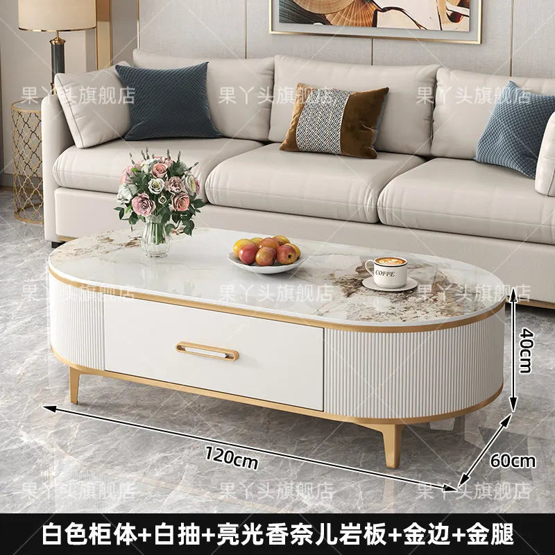 Mesa de Jantar, Mesa de Centro para Escrita e Café, Gavetas Móveis, Mesa Lateral de Luxo com Armazenamento para Sala de Estar, Mesa Auxiliar Moderna, Móveis Modernos