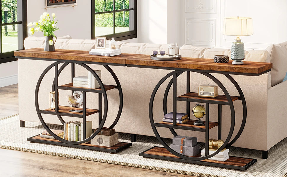 Industrial Entryway Console Mesa para Sala de Estar, Foyer Corredor Mesa para Entrada, 4-Tier Mesa, 41,3"