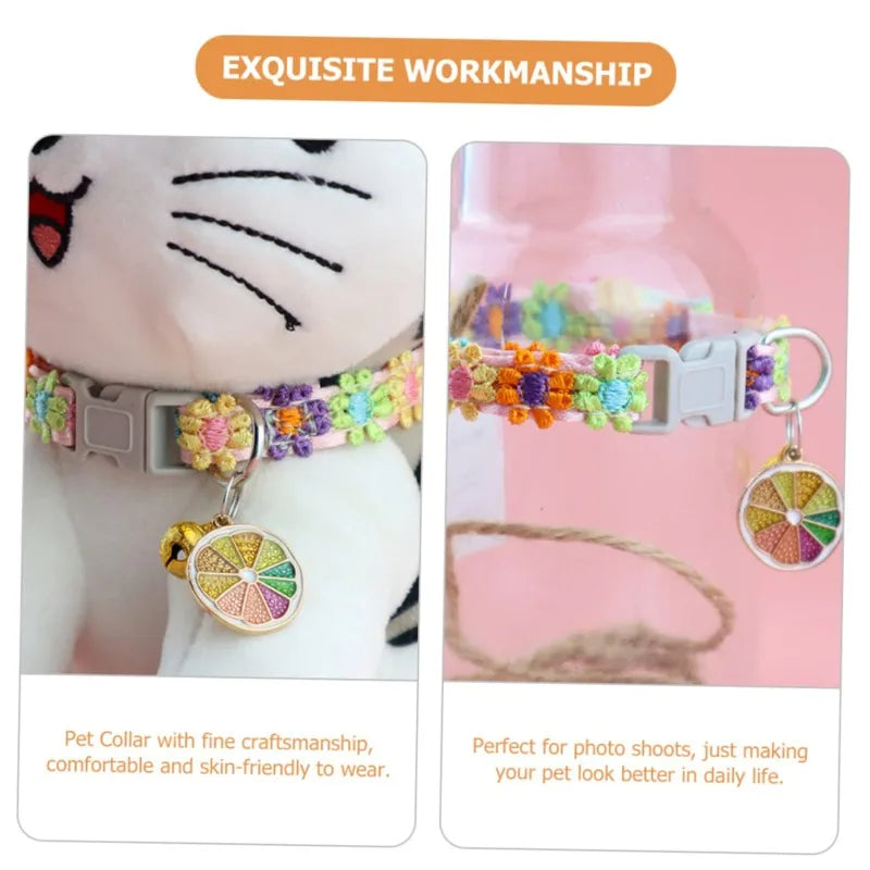 Coleira para Animais de Estimação com Sino, Estampa de Patas Colorida, Ajustável, para Cães, Filhotes e Gatos, Acessório de Segurança com Sino, Colar para Pets