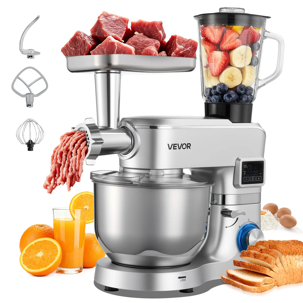 Batedeira Elétrica SucceBuy 5.7/6/7.8L, 1500W, Misturador de Massa, 6+ Velocidades, Batedeira com Cabeça Inclinável e Copo de Liquidificador de 1.5L