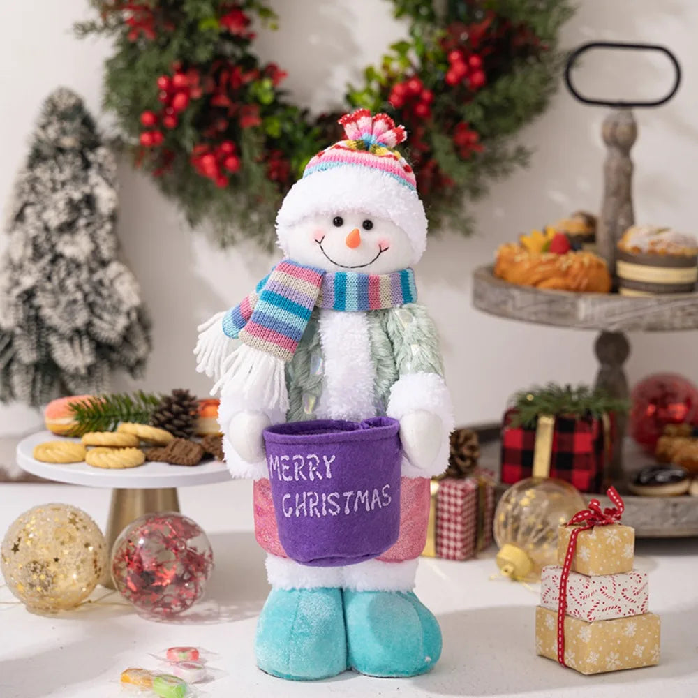3d decoração de natal suprimentos criativo dos desenhos animados boneco de neve ornamentos chapéus coloridos bonito papai noel bonecas decorações da janela