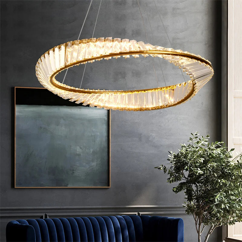 Led anel de luxo luzes pingente para sala estar jantar lustre moderno decoração casa lâmpada do teto nordic luminária lustre