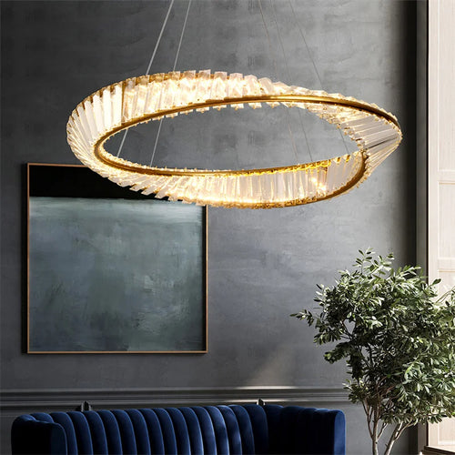 Led anel de luxo luzes pingente para sala estar jantar lustre moderno decoração casa lâmpada do teto nordic luminária lustre