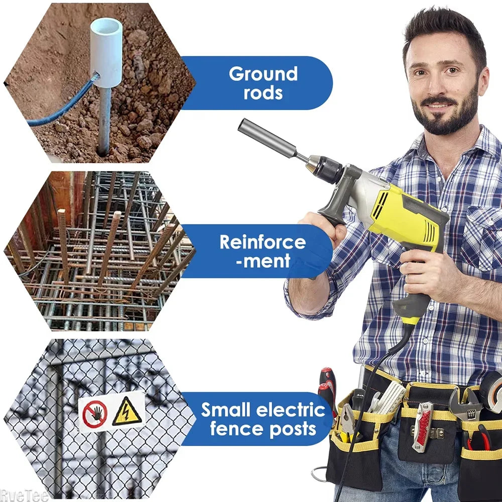 Broca de driver de haste de aterramento - Broca SDS Plus de aço resistente ao desgaste |   Compatível com ferramentas elétricas de martelo rotativo
