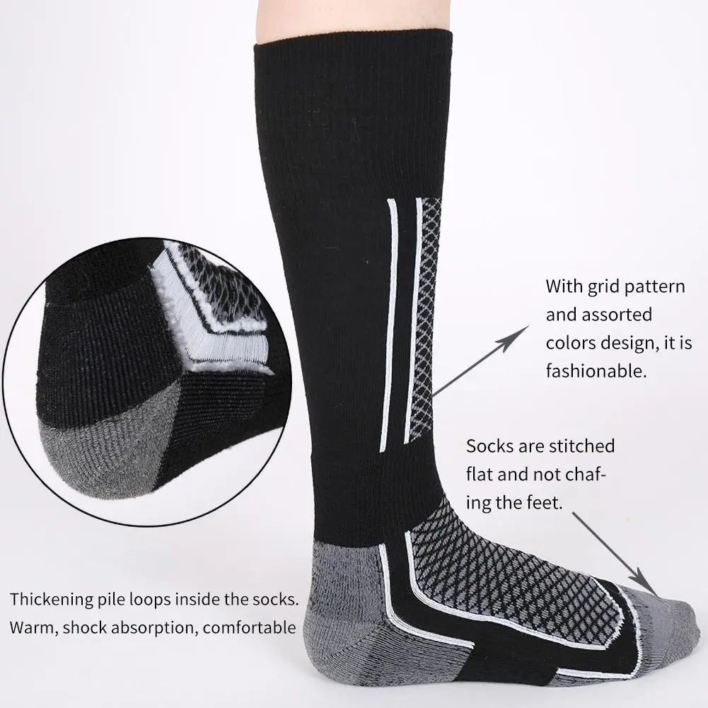 1 Pair Winter Warm Thickened Ski Stockings Hiking Socks for Women, Men, and Children Anti-Cold Skiing Outdoor High Sports Socks
