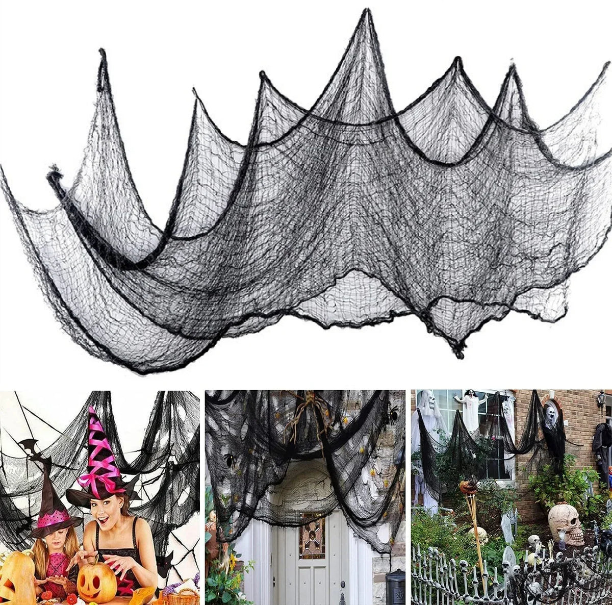76x183cm decorações de halloween preto assustador gaze pano janela mesa porta net assustador fantasia vestido festa casa assombrada decoração da parede