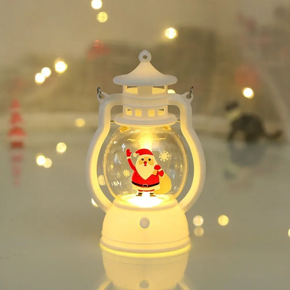 Lanterna de Natal com Luzes LED, Decoração Portátil do Papai Noel, Lâmpada a Óleo, Ornamentos de Mesa, Luz de Cavalo Brilhante, Presentes de Natal