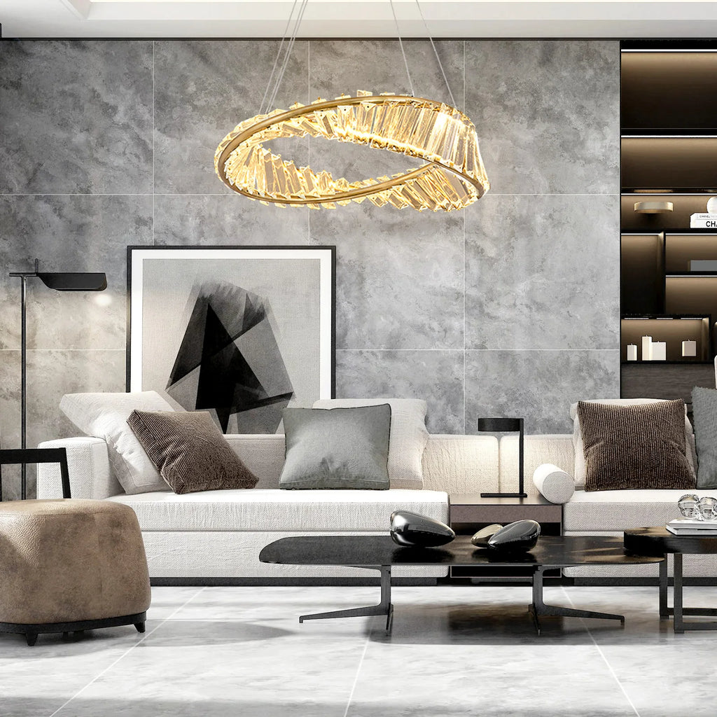 Led anel de luxo luzes pingente para sala estar jantar lustre moderno decoração casa lâmpada do teto nordic luminária lustre